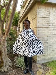 Sleeveless Pocketed Swing Dress beautiful zebra print in cream and bla – Blind Girl Designs