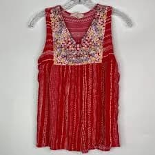 Savanna Janes Red Vneck Tank Top Size Small