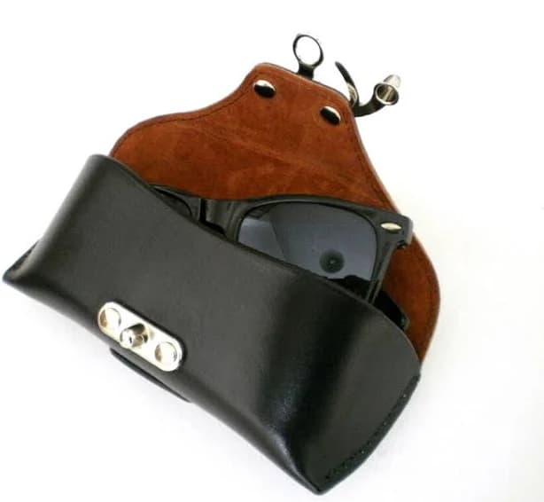 Black leather glasses case for Wayfarers Clubmasters Handcrafted