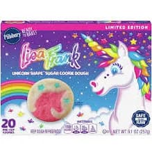 Pillsbury Cookie Dough Sugar Unicorn Shape Lisa Frank 20 Cookies