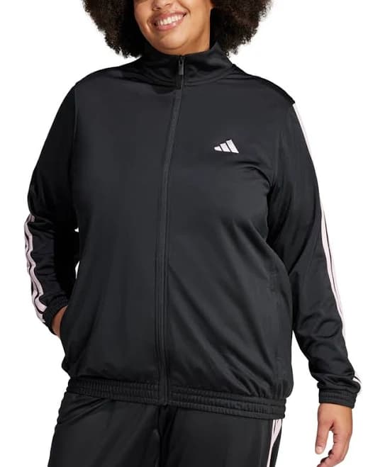 adidas Women's Plus Size Essentials Tricot Three Stripes Track Jacket