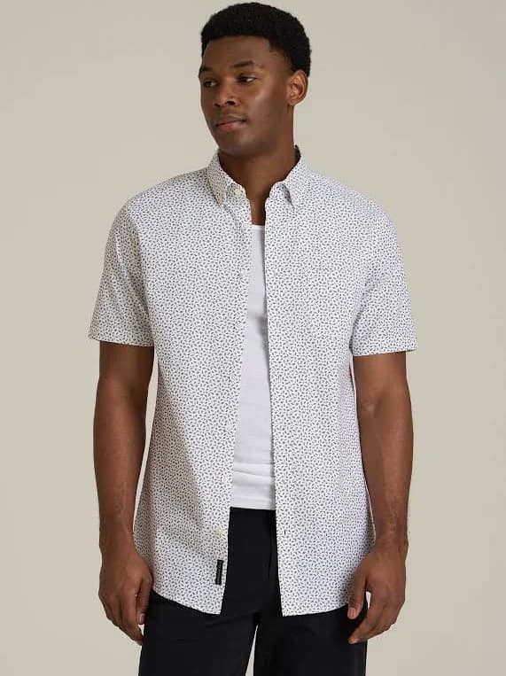 Geometric Short Sleeve Shirt for Tall Men