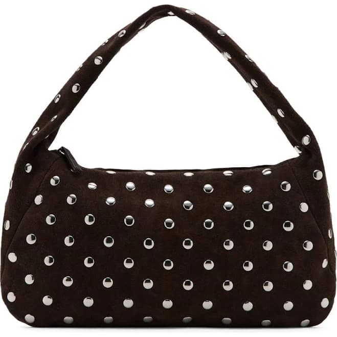 MANGO Studded Suede Shoulder Bag