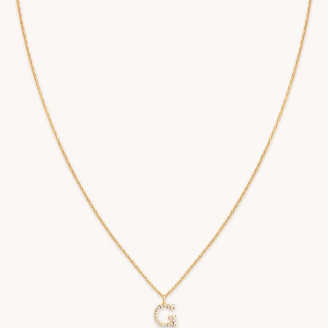Astrid & Miyu Silver Initial Pave Pendant Necklace