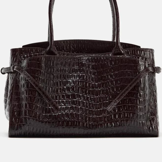 Zara Embossed Leather City Bag