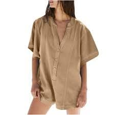 EINCcm Short Rompers T Shirt Shorts Romper Summer Womens Shorts V Neck Short Sleeve Dressy Jumpsuits Casual 2024 Trendy - Walmart.com