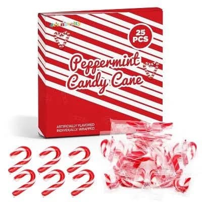 4e's Novelty Christmas Mini Individually Wrapped Candy Canes, Red and White Peppermint Candy Canes