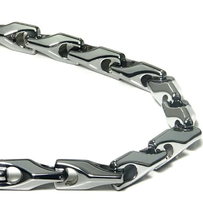 Tungsten Carbide Men's Wheat Link Necklace