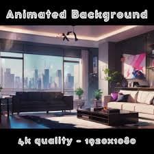 ANIMATED BACKGROUND - Modern Living Room, Black and White Vtuber Room (loop, 4k) VTUBER - Stream Background - Video Background - Lo-fi - D&D - Etsy Israel