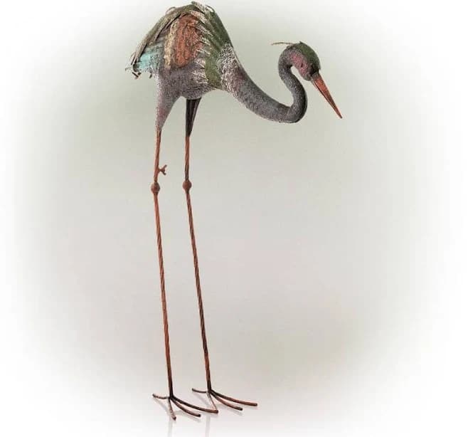 Alpine Corporation Crane Stake Statue HEH210