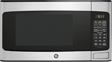 Compact Countertop Microwave Oven, 1.1 Cubic Ft., 950w Capacity, 6 Auto Cook Settings, Child-Lock Technology, Dorm Room, Apartment, Stainless Steel