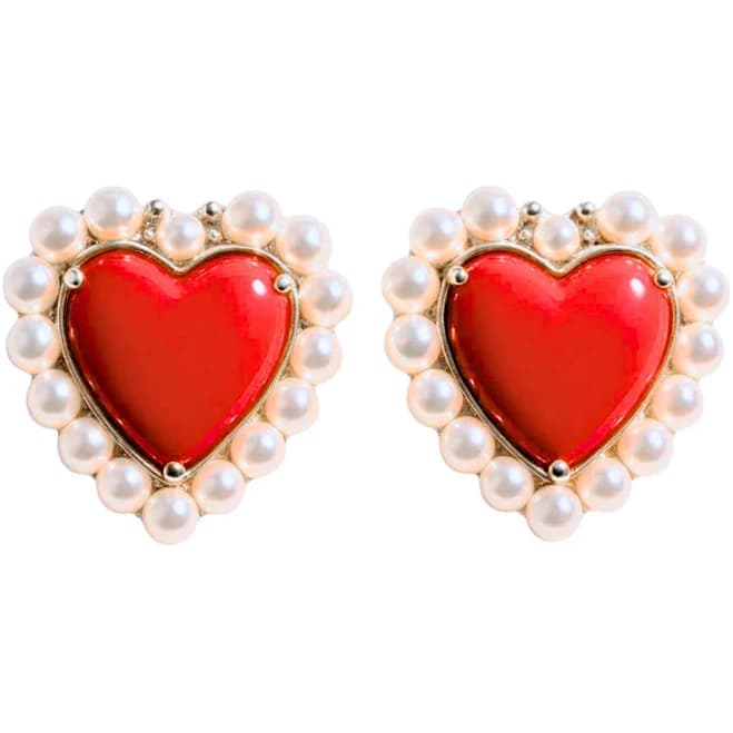 Brianna Cannon Lightweight Pearl Heart Stud Earrings