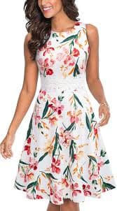 HOMEYEE Women's Vintage 1950s Floral Embroidery Sleeveless Swing Cocktail Dress A079, Black, M : Amazon.com.be: Fashion