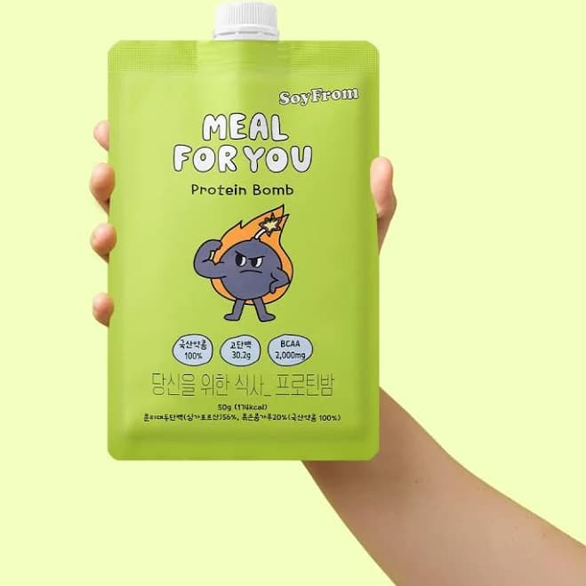 MEAL FOR YOU Plant-Based Meal Replacement Shake Protein Powder 50g x 7 Pouch | Protein Bomb | 30g Protein, 10g Fiber, BCAA 2,000mg | Vegan & Keto-