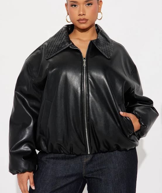 Fashion Nova Women's Haylee Faux Leather Bomber Jacket