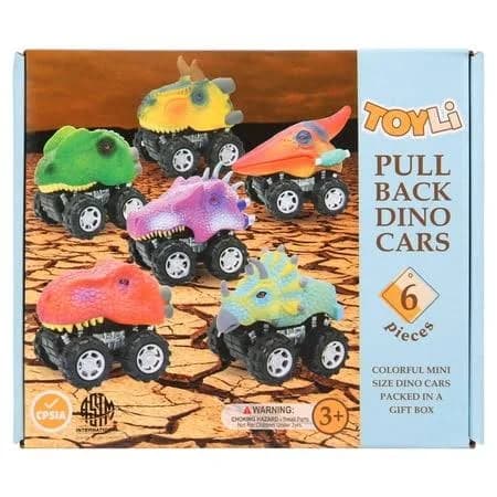 Toyli Dinosaur Toys 6 Pack Pull Back Dino Cars