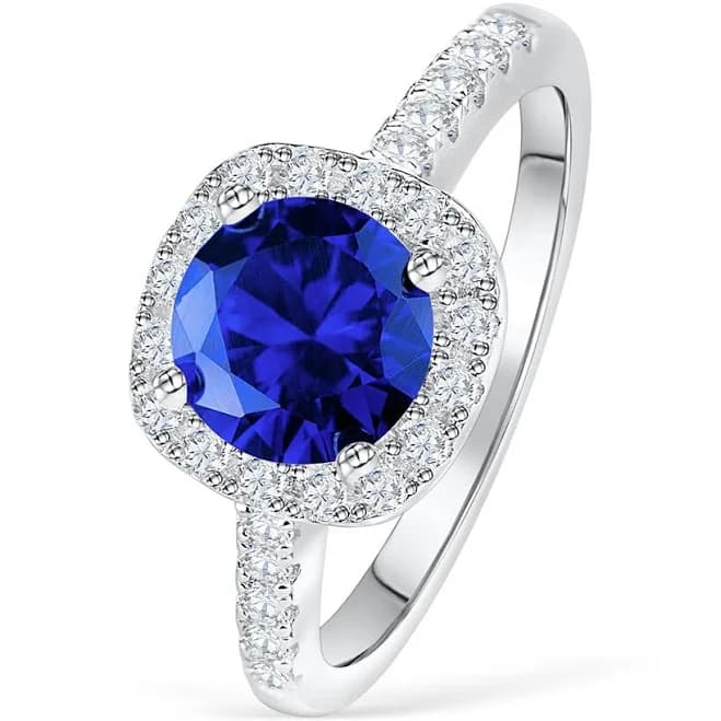 Modern Gents Women's 1.5 ct Blue Tanzanite Halo Engagement Ring