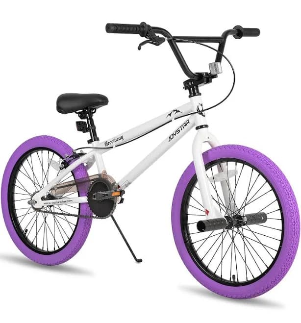 JOYSTAR - Brockway Freestyle Kids BMX Bike 20" Kids Bicycles for Ages 6-10, Girls Boys Beginner-Level Riders 2 Pegs - Purple