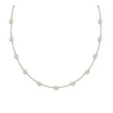 Silver Genuine Freshwater White Pearl Bead Necklace
