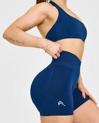 BLUE HIGH WAISTED SHORTS - WOMEN - MIDNIGHT | Oner Active