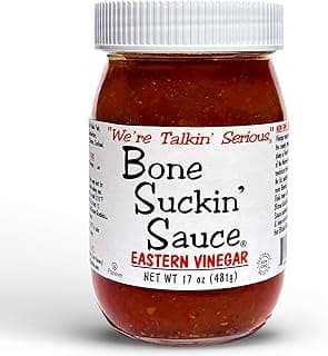 Bone Suckin’ Sauce Eastern Vinegar BBQ Sauce, Authentic Carolina Flavor, Zesty, Vinegar-Based Flavor, For Chicken, Pork, Beef, Potatoes, Gluten-Free, Non-GMO, Kosher (1 Count)