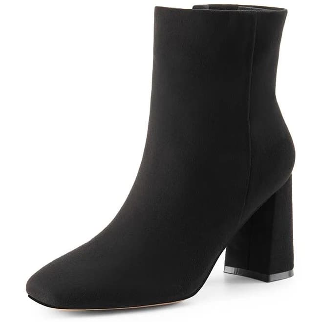 Dream Pairs Suqare Toe Block Heel Ankle Boots