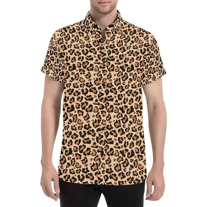 Men's Leopard Button Down Dress Shirt