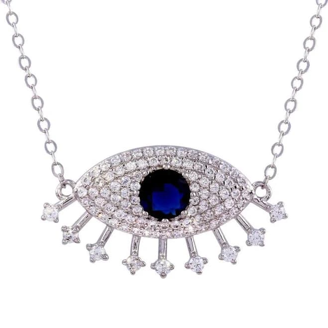 Evil Eye Pendant Necklace in Rhodium Plated 925 Sterling Silver
