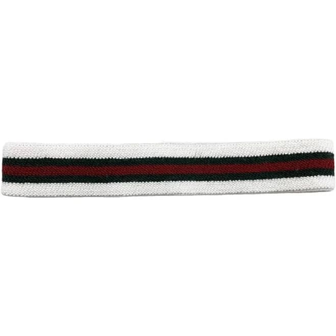 GUCCI White Viscose Web Stripe Elastic Headband Size M International