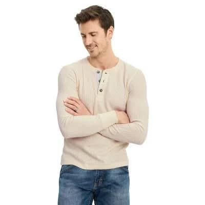 Jockey Men's Long Sleeve Waffle Henley