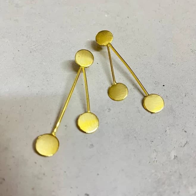 Modern Art Deco Geometric Disc Drop Earrings