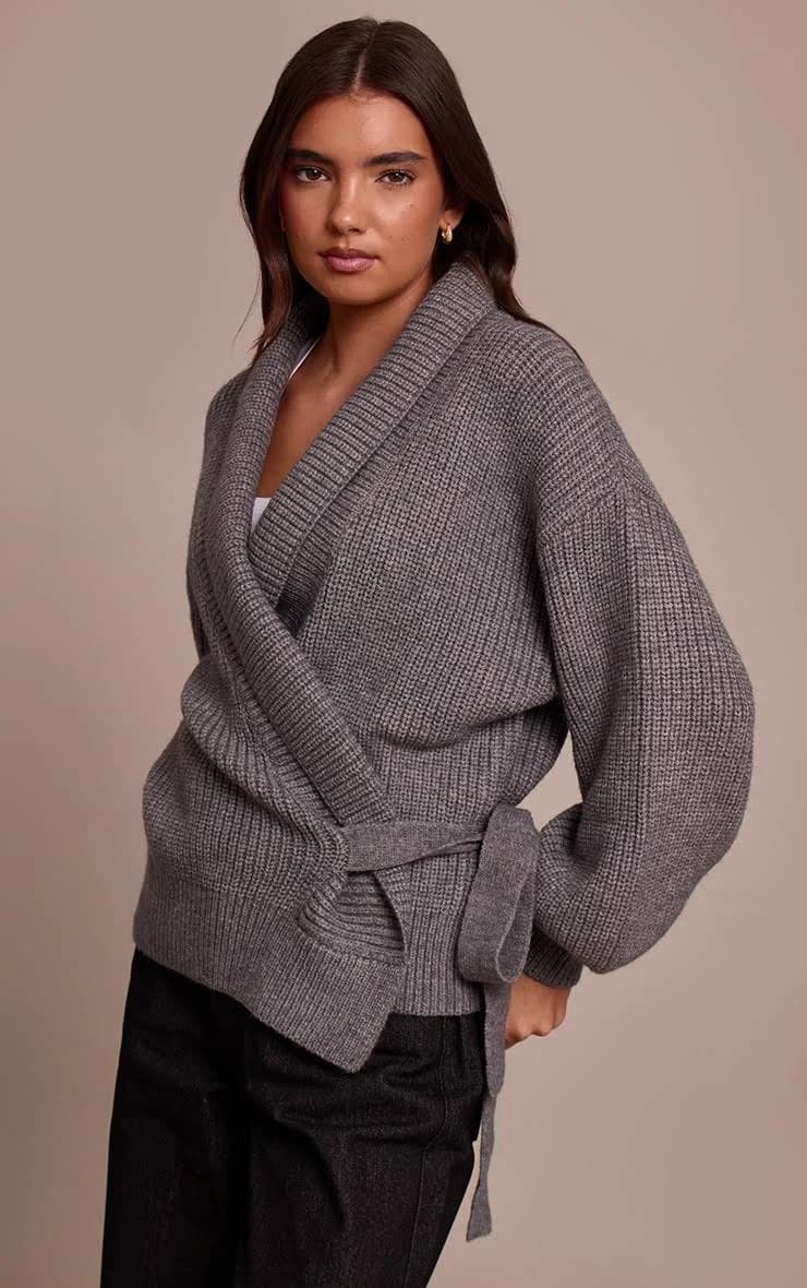Chunky Knit Rib Wrap Cardigan