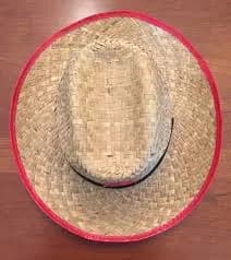 Vintage Kids/Adult 1950s Western Cowboy Straw Hat w/ Red Star and Red Trim 6 7/8
