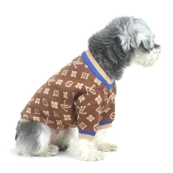 Louis Pawtton Brown and Tan Monogram Sweater, XXL