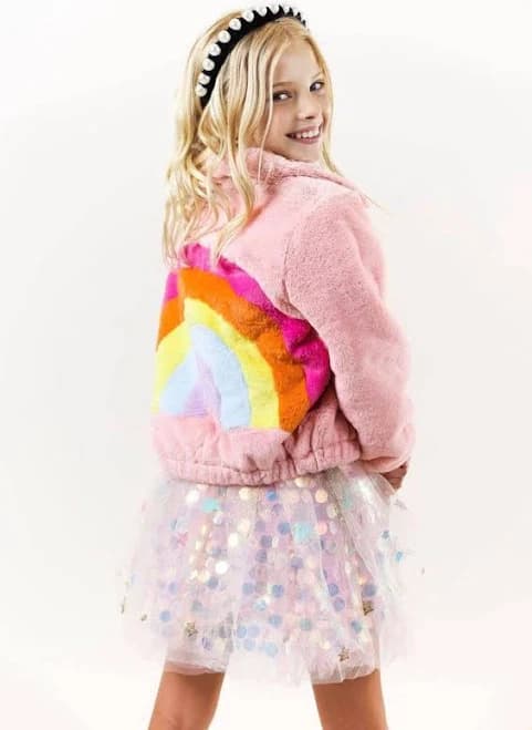 Lola & the Boys Rainbow Faux Fur Coat