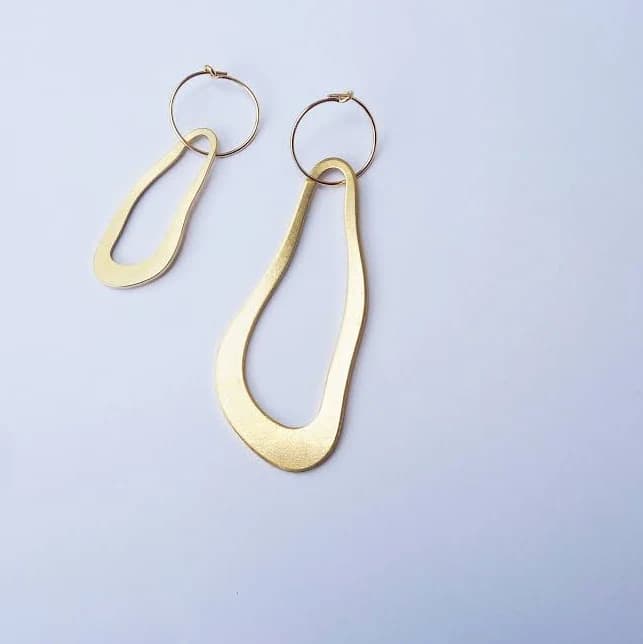 Mismatched Statement Asymmetrical Gold Dangle Earrings