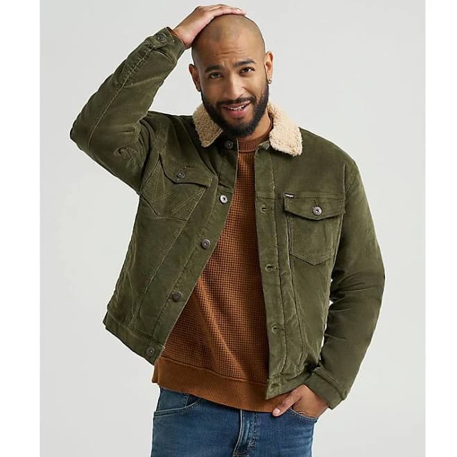 Wrangler Men's Sherpa Lined Corduroy Trucker Jacket