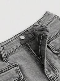 SHEIN MOD Women's Summer Casual Street Fashion Flip Pocket Denim Cargo Mini Skirt Grey Jean Skirt Mini Cargo Skirt Jeans Skirt Mini | SHEIN USA