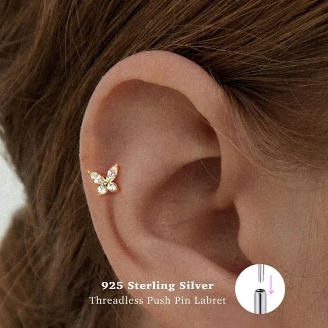 925 Sterling Silver Tiny Butterfly Stud