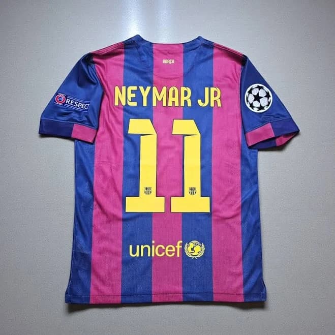 Barcelona 2014/15 Home Jersey - Neymar Jr 11 Retro Soccer Jersey Size