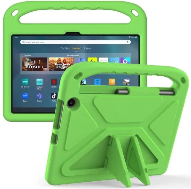 For Amazon Kindle Fire Max 11 Handle EVA Shockproof Tablet Case with Holder(Green)
