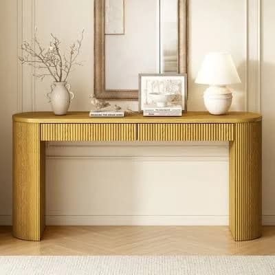 Fluted Wood Console Table