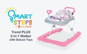 Amazon.com : Smart Steps Trend Plus 2-in-1 Activity Walker with Deluxe Removable Toys, Walk-Behind Bar, Adjustable Height and Flat Fold Frame for Storage, Ages 6 Months +, Orbits White : Baby