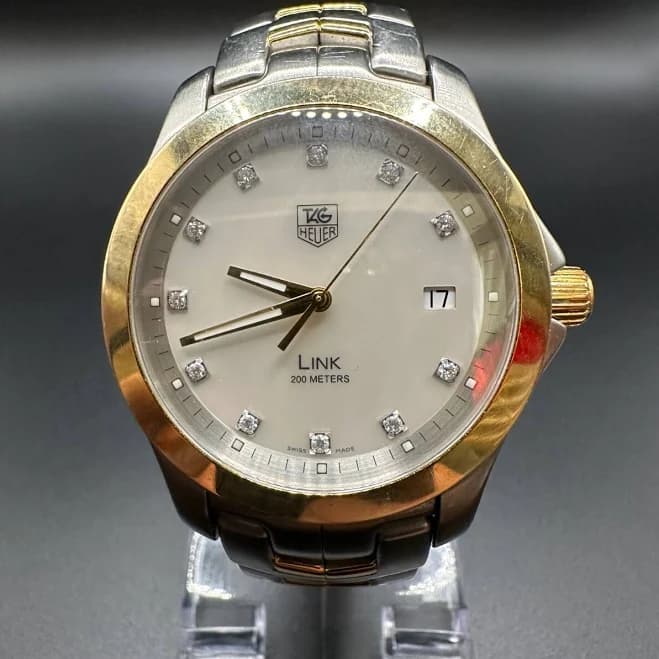 TAG Heuer Link WJF1153 Mop Diamond Dial Two Tone Gold Steel Quartz Watch