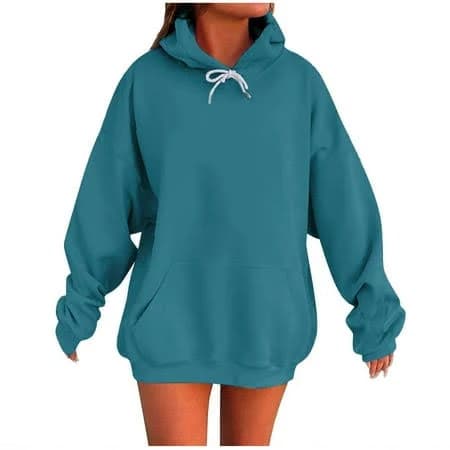 Women's Coorders Yodetey Hoodies for Drawstring Oversized Solid Color Long Sleeve Fleece Sweatshirt