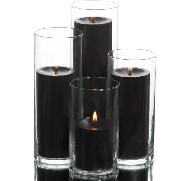 Richland Pillar Candles & Eastland Cylinder Holders Set of 4 | Black by Quick Candles By Quick Candles
