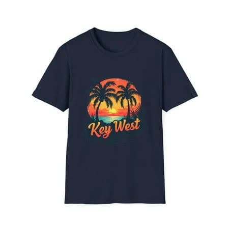 Key West Tropical Sunset T-Shirt with Palm Trees