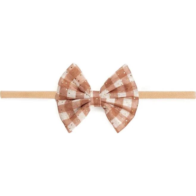 Sweet Wink Girls' Gingham Printed Tulle Bow Baby Headband