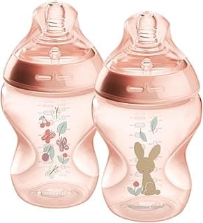 Tommee Tippee Natural Start Anti-Colic 9 oz BPA Free Baby Bottles, 0+ Months, Slow Flow Breast-Like Nipple, Self Sterilizing, Designed for Seamless Transition Between Bottle & Breast, Pink, Pack of 2