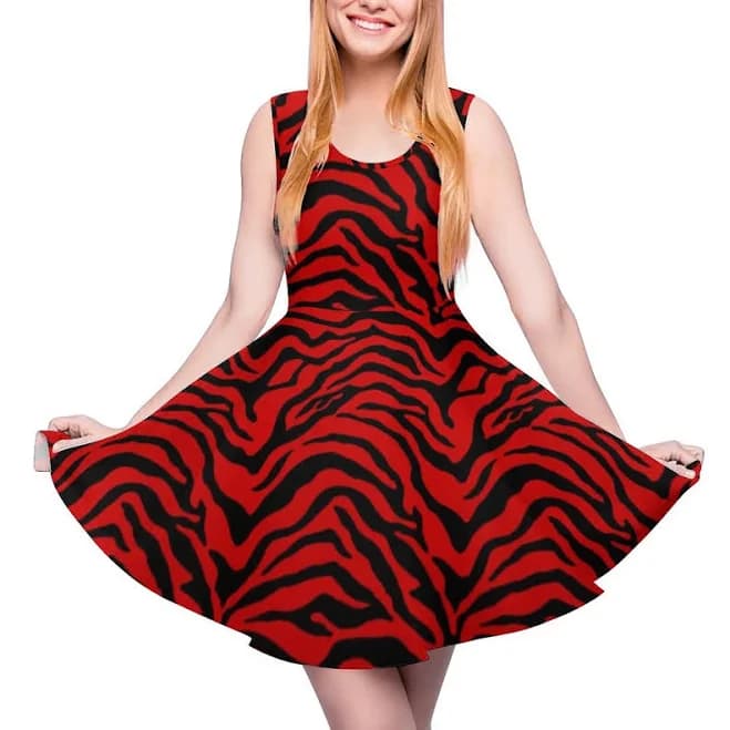 Zebra Print A‐Line Skater Dress